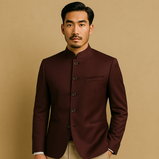 Stijlvolle Elegante Blazer Heren | Luxe Tailoring met Opstaande Kraag