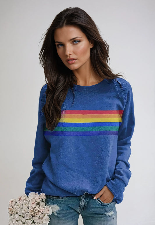Sweater Dames | Regenboogprint & Lange Mouw