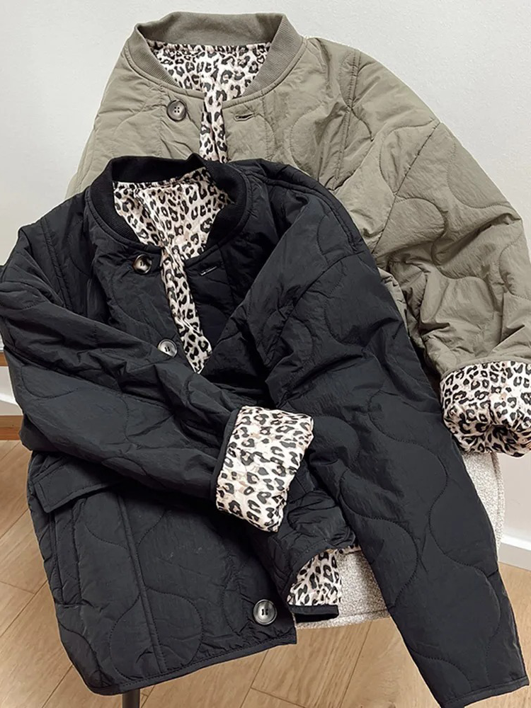 Noëlle - Gewatteerde Winterjas Dames | Luipaardprint Herfstjas Vrouw