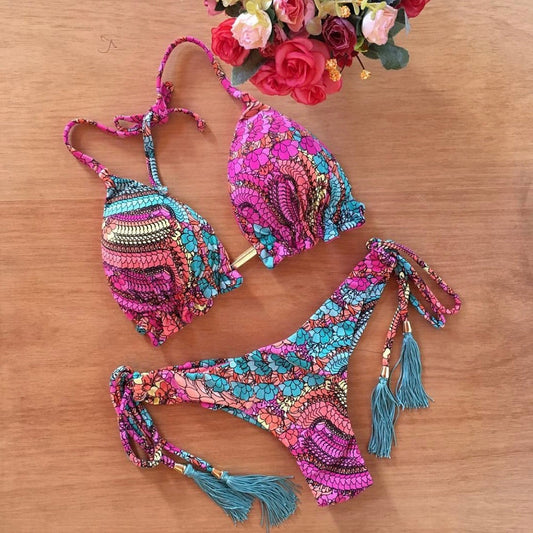 Trendy Triangel Bikini - Bohemian Chic Stijl
