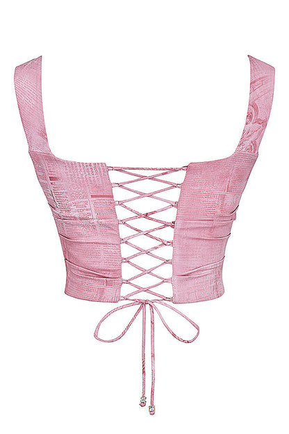 Trendy roze korset met print