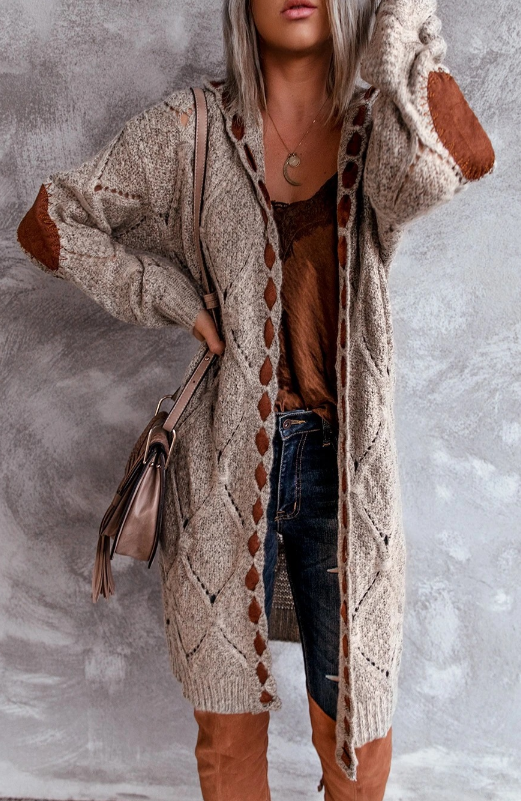 Bohemian Gebreide Cardigan – Warme Lange Damesvest met Unieke Details