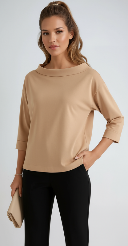 Shirt dames | Ronde Hals & Cropped Mouw