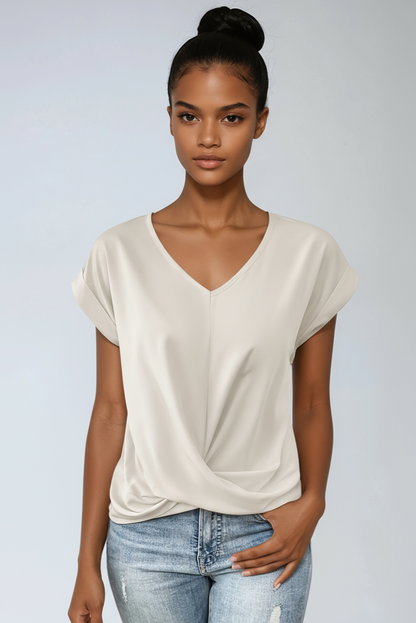 Sofia Shirt Dames | V-Hals Blouse met Korte Mouwen
