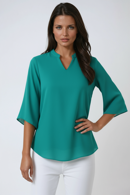 Elena Blouse Dames | V-Hals met Wijde Mouwen