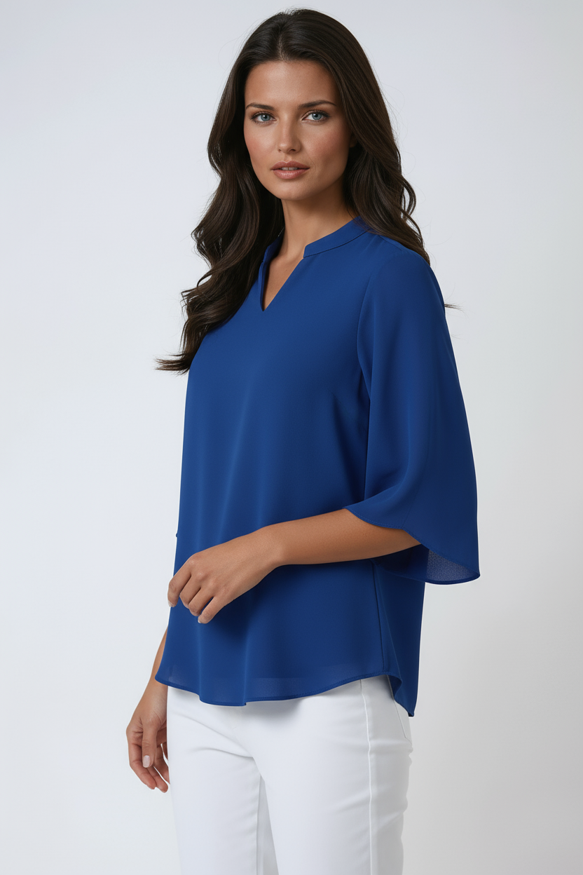 Elena Blouse Dames | V-Hals met Wijde Mouwen