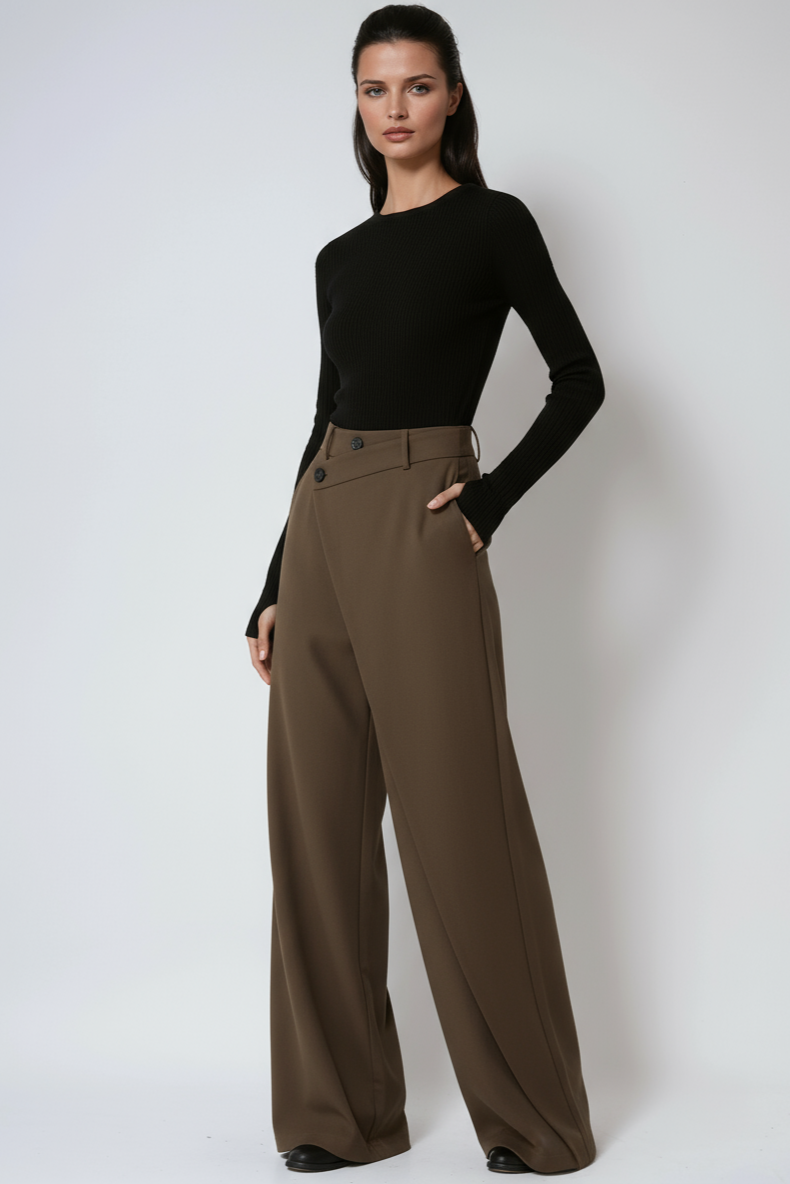 Lina Pantalon Dames | Wide Leg & Overslag