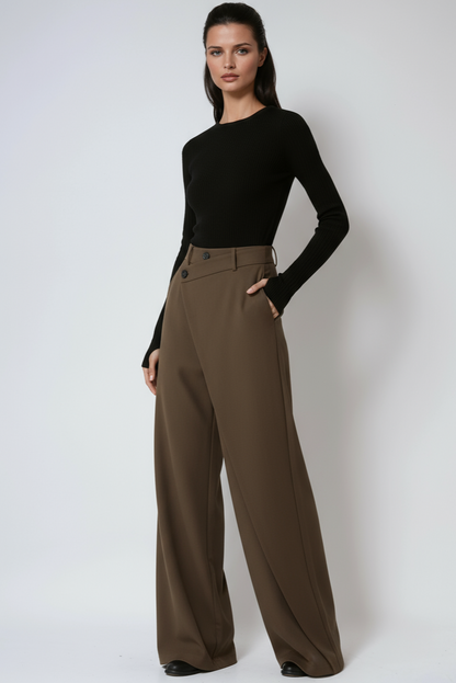 Lina Pantalon Dames | Wide Leg & Overslag
