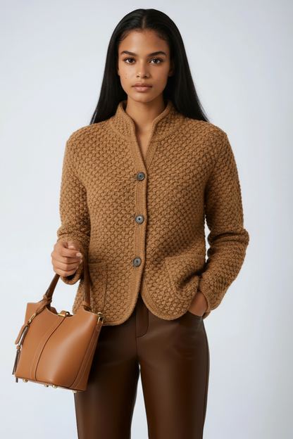 Lacy Vest Dames – Hoge Kraag & Knopen