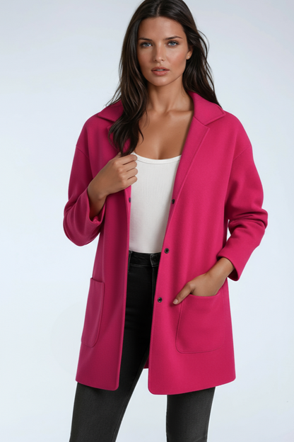 Jasmine Damesjas met Capuchon | Lange Jas met Drukknoopsluiting