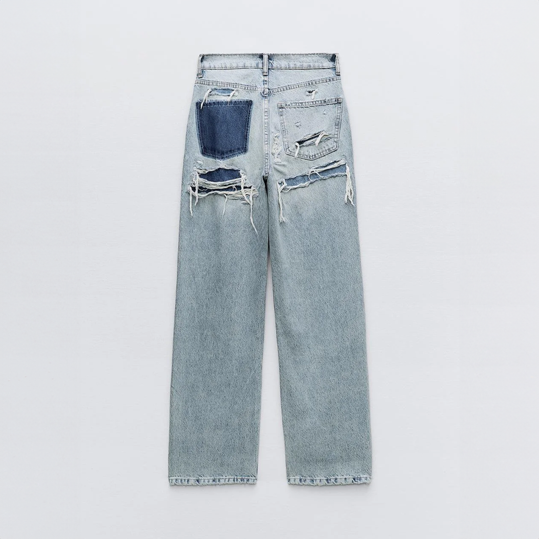 Vintage Ripped Jeans met Uniek Patchwork Detail