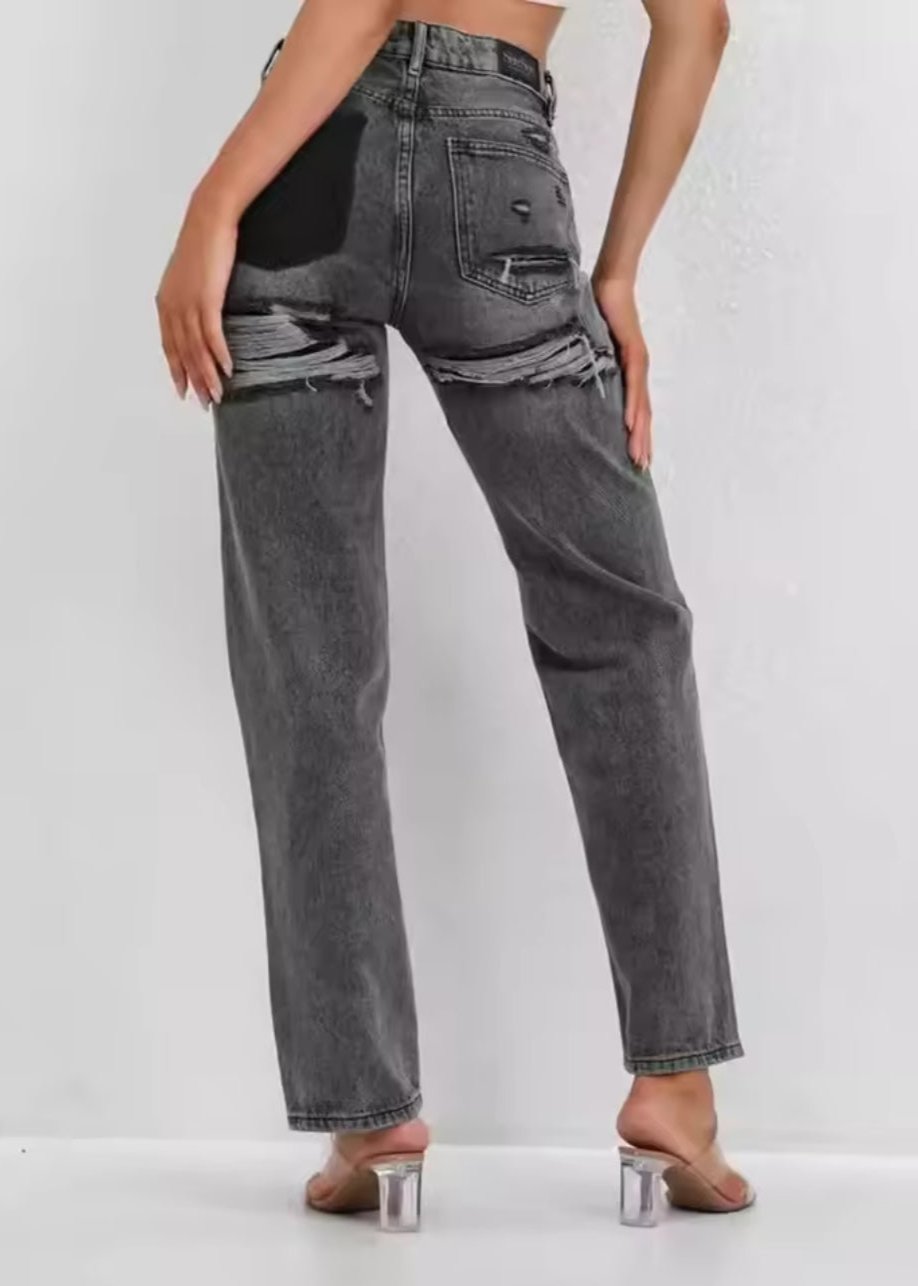 Vintage Ripped Jeans met Uniek Patchwork Detail