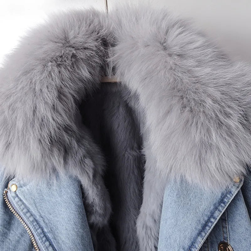 Winterjas Dames | Spijkerjas met Bontkraag