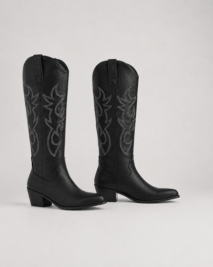 Dames Laarzen Knielaars | Geborduurde Western Schacht