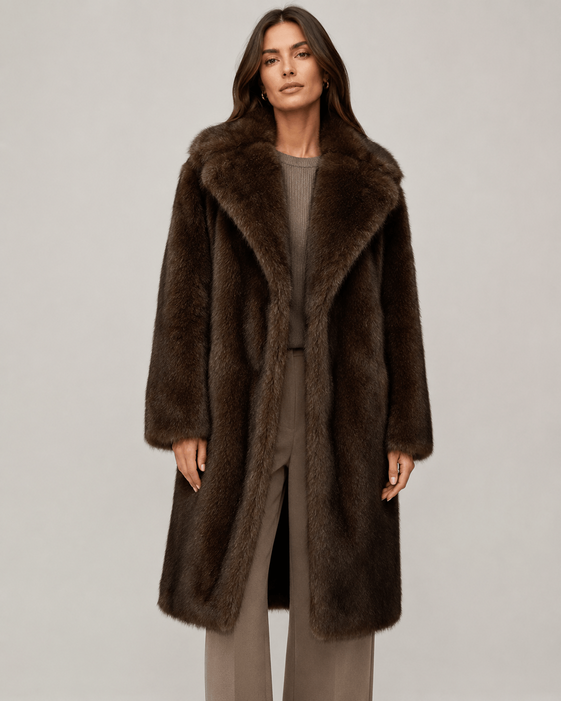 Dames longline jas | Open Voorpand & Brede Lapelkraag