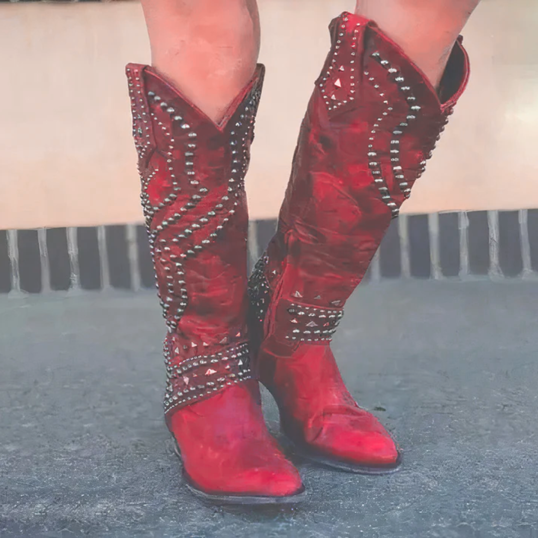 Sorelia - Dames Western Kniehoge Laarzen