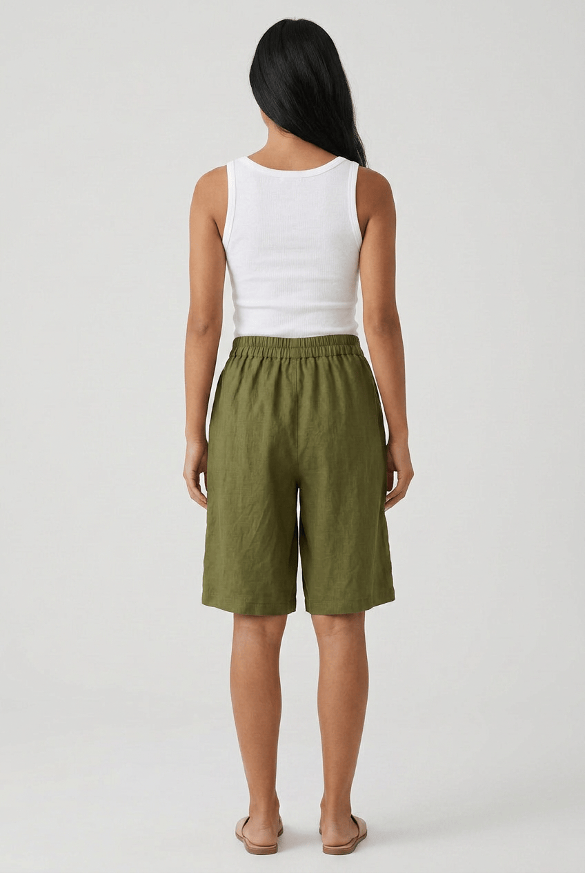 Dames Korte Broek met Elastische Taille en Wijde Pasvorm | Knielengte