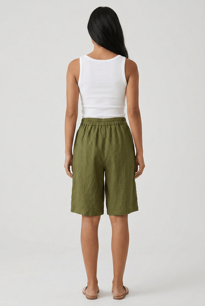 Dames Korte Broek met Elastische Taille en Wijde Pasvorm | Knielengte
