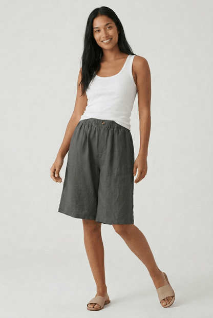 Dames Korte Broek met Elastische Taille en Wijde Pasvorm | Knielengte