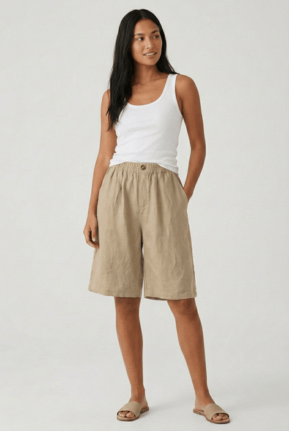Dames Korte Broek met Elastische Taille en Wijde Pasvorm | Knielengte