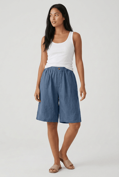 Dames Korte Broek met Elastische Taille en Wijde Pasvorm | Knielengte