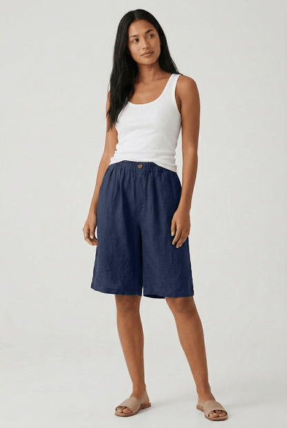 Dames Korte Broek met Elastische Taille en Wijde Pasvorm | Knielengte