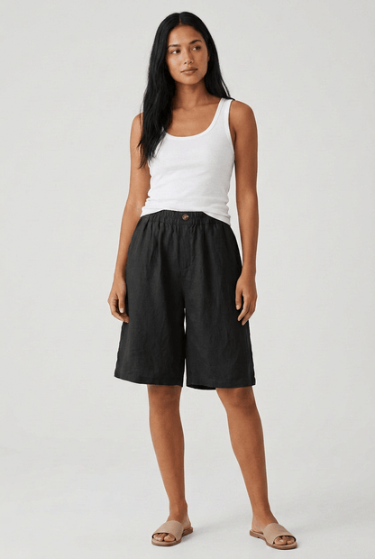 Dames Korte Broek met Elastische Taille en Wijde Pasvorm | Knielengte