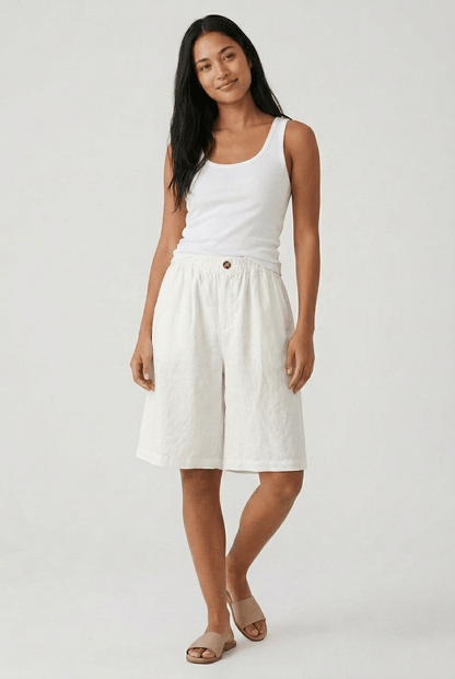 Dames Korte Broek met Elastische Taille en Wijde Pasvorm | Knielengte