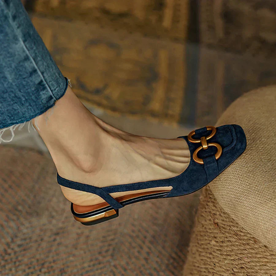 Pumps Dames | Slingback met Vierkante Neus & Gouden Kettingdetail