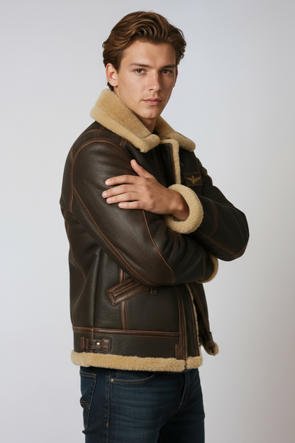 Heren Bomberjack | Winter Leren met Bontkraag