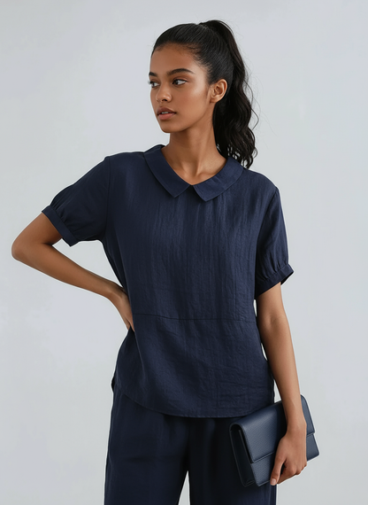 Dames Blouse | Katoen & Korte Mouwen