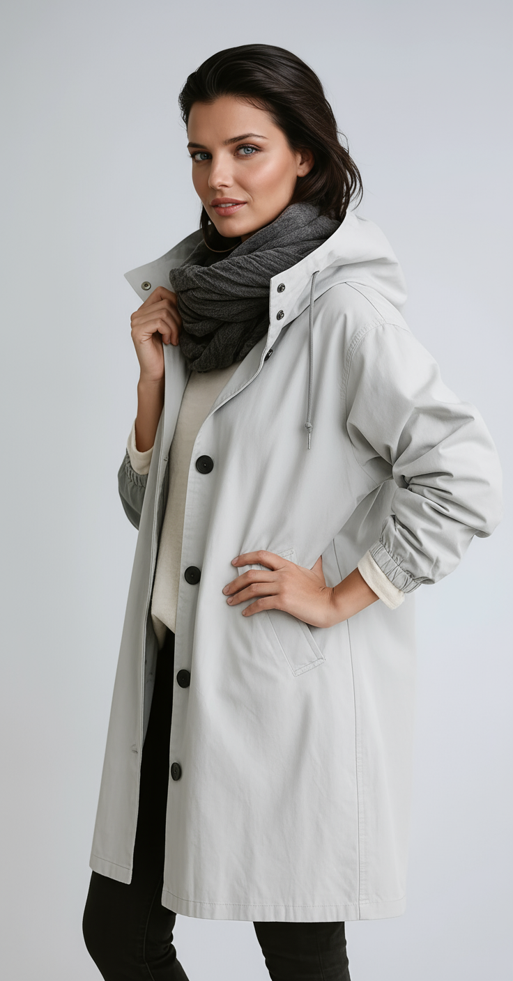 Lange Jas Dames | Capuchon & Knoopsluiting