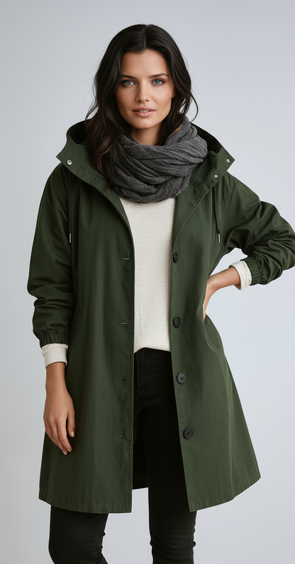Lange Jas Dames | Capuchon & Knoopsluiting