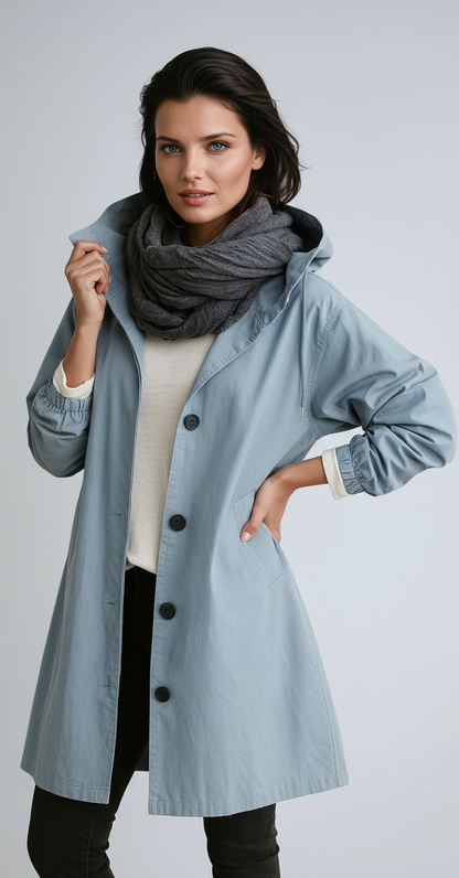 Lange Jas Dames | Capuchon & Knoopsluiting
