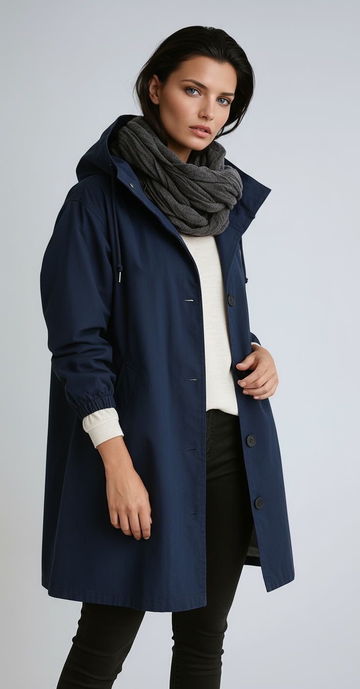 Lange Jas Dames | Capuchon & Knoopsluiting
