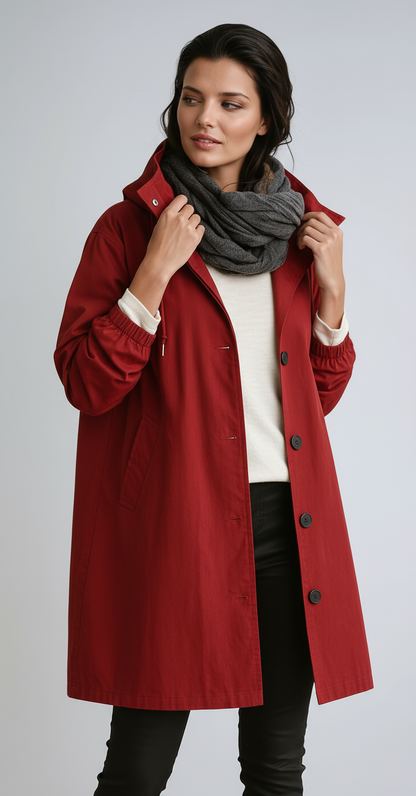 Lange Jas Dames | Capuchon & Knoopsluiting