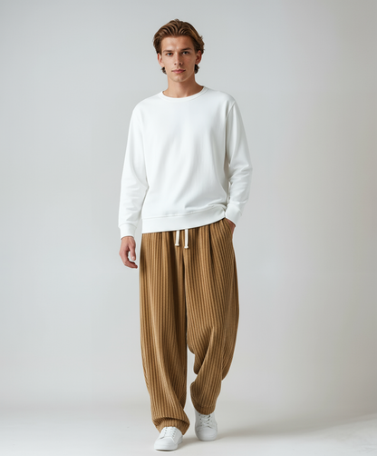 Steve | Wijde Corduroy Broek met Trekkoord