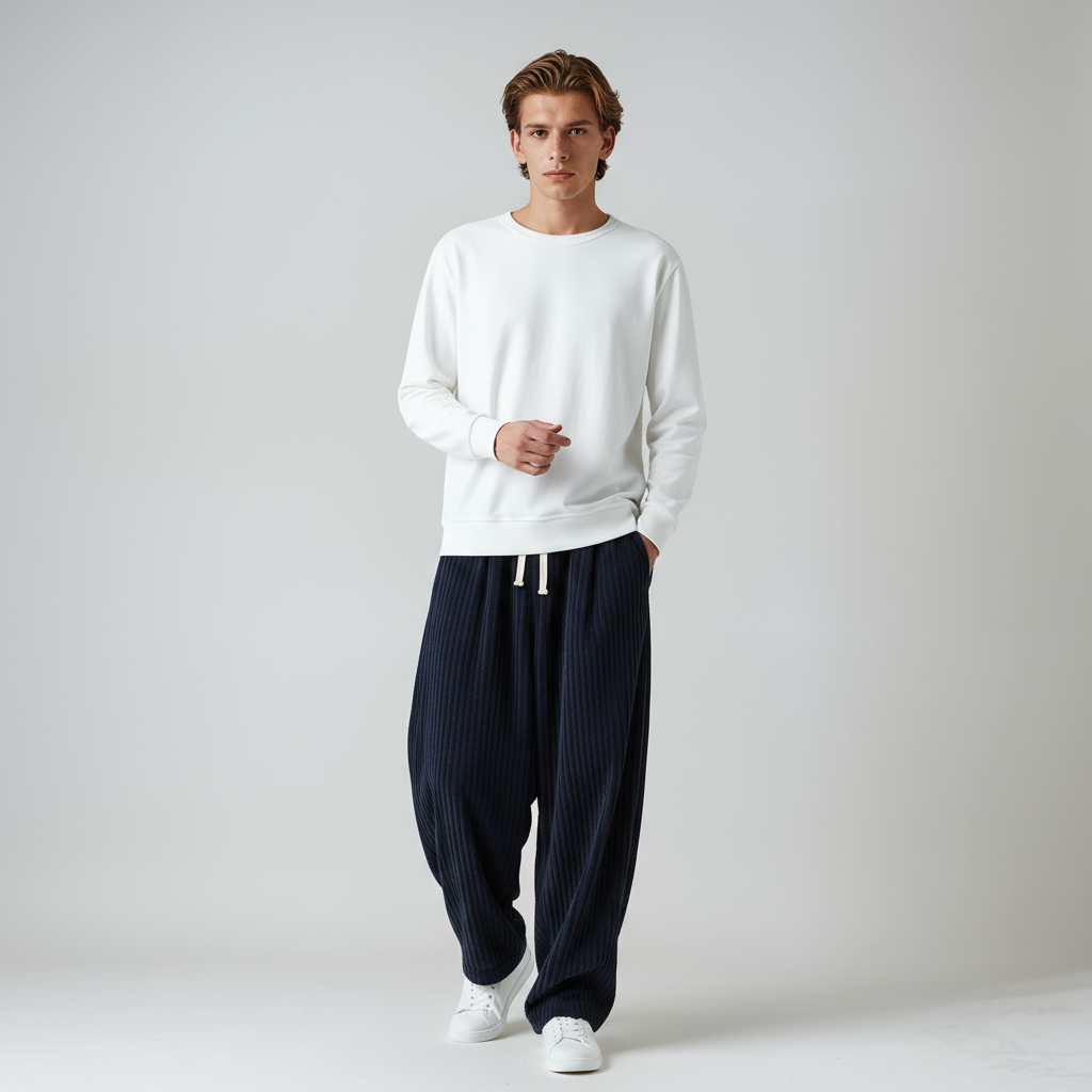 Steve | Wijde Corduroy Broek met Trekkoord