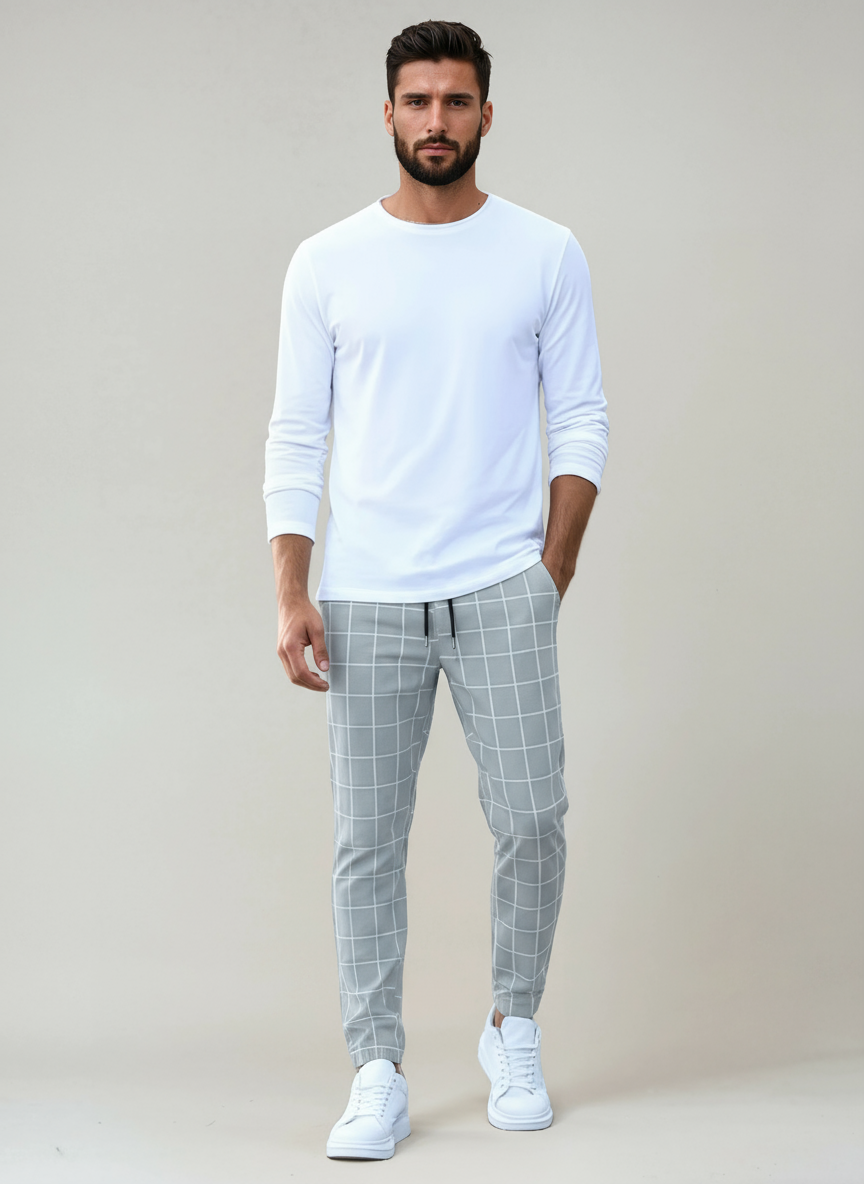Dan Heren Broek | Ruitpatroon & Trekkoorden