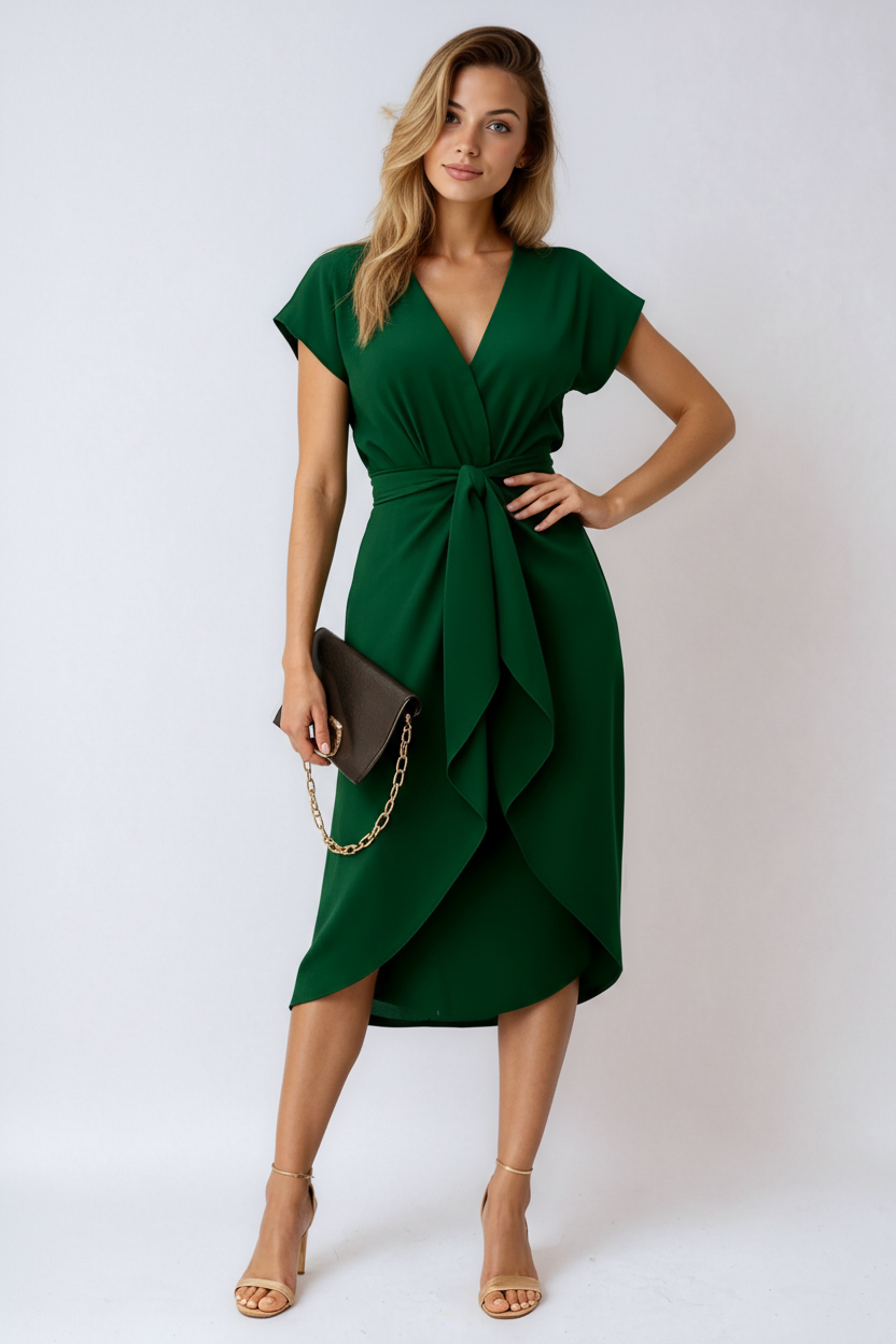 Dames Jurk | Wikkeljurk met V-hals