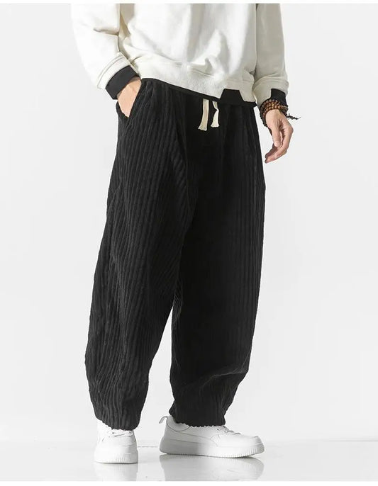 Geribbelde Relaxed Fit Broek