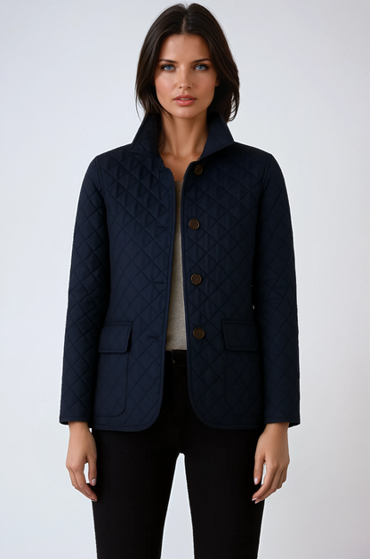 Lena Gewatteerde Damesjas | Ruitpatroon & Knoopsluiting