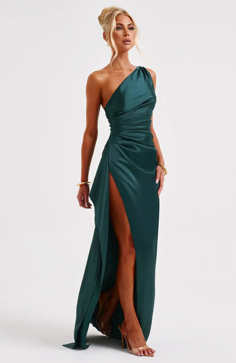 Luxe Satijnen One-Shoulder Splitjurk