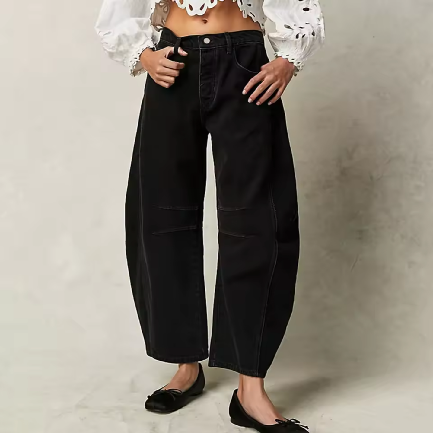 Dames Jeans | Wijde Spijkerbroek met Hoge Taille