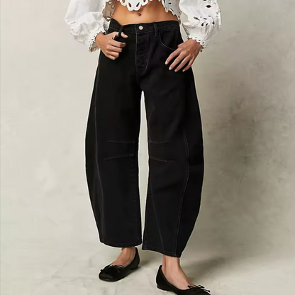 Dames Jeans | Wijde Spijkerbroek met Hoge Taille