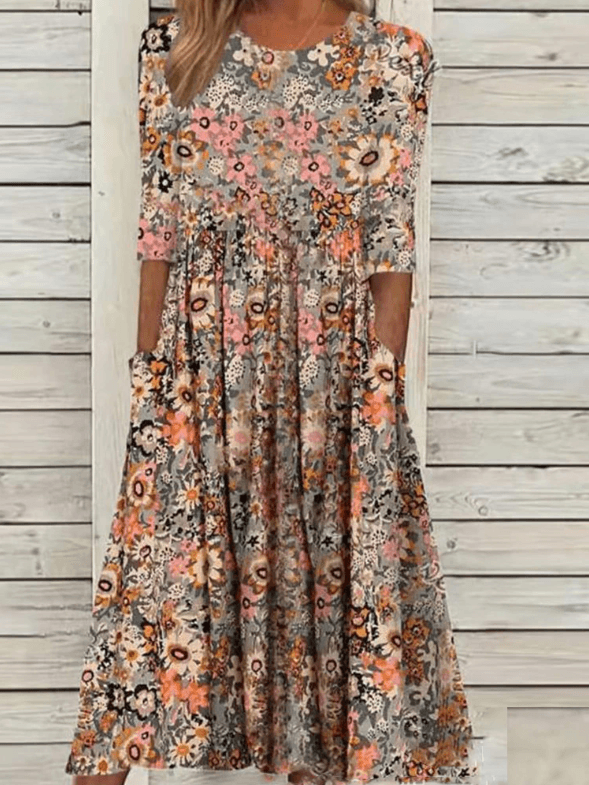 Bohemian Bloemenjurk met Midi-lengte