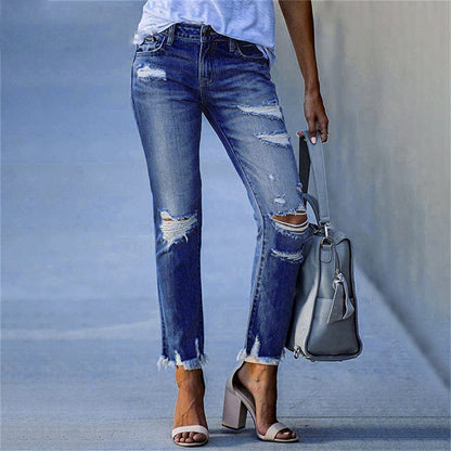 Ripped Jeans Dames| Hoge Taille Skinny Stretch