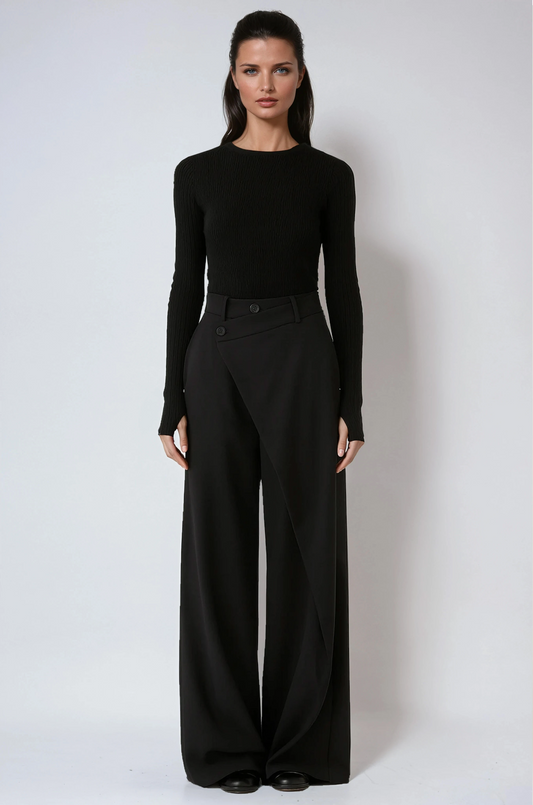 Lina Pantalon Dames | Wide Leg & Overslag