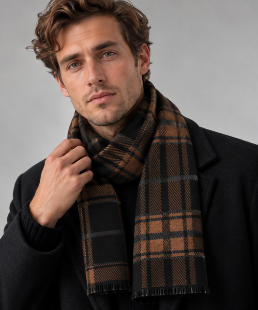 Heren Wollen Sjaal Casual | Geruit Patroon & Franjes