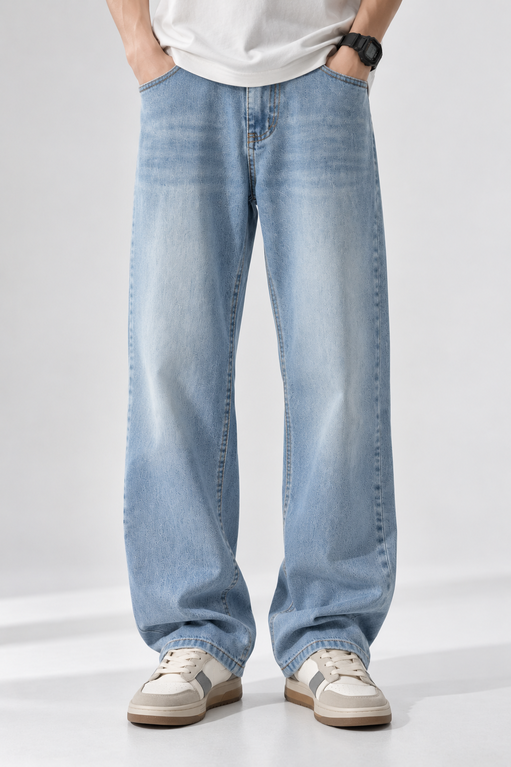 Heren Straight Leg Jeans | Washed Look